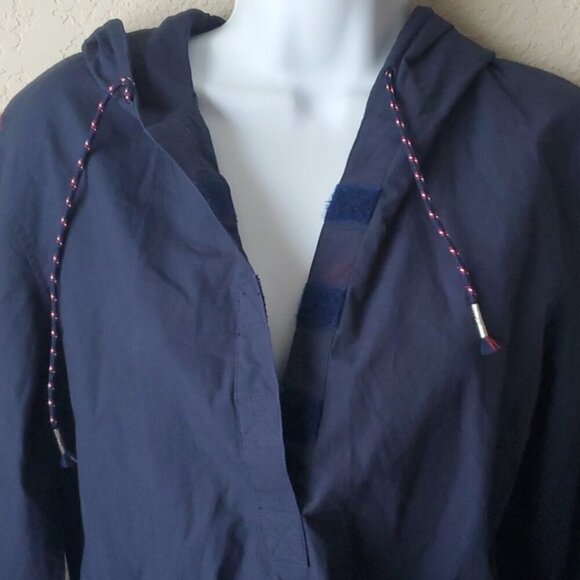 VTG Tommy Jeans dark blue hooded rain coat smock NWT - Picture 3 of 10
